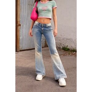 Vintage Bongo Jeans Y2K Low Rise Flare Two Tone Wash Distressed Grunge Size 3
